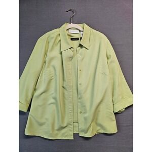 First Issue by Liz Claiborne Button Down Top Set Women's Green Textured Size L